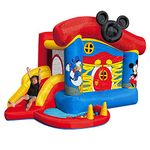 Funormous Disney Mickey Mouse Bounce House with Slide, Indoor Outdoor Inflatable Bouncy Castle Funhouse Ball Pit Plus Heavy Duty Air Blower