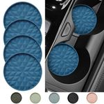 Wingcases Car Coasters Silicone [4 Pack] 2.75in Universal Mats Non-Slip, Embedded Car Interior Accessories, Car Cup Holders Insert Coasters， Dark Blue