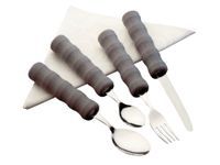 HOMECRAFT Lightweight Cutlery Full Set, Right Handed Adaptive Dining Aid, Utensil for Elderly, Disabled,Handicapped, Parkinson's Disease, and Arthritis users, Non Slip Easy Grip