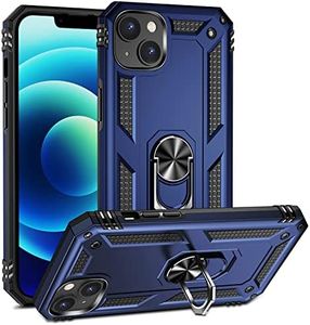 Fetrim Funda para iPhone 14 Plus, Carcasa Shock Absorción de con Anillo de rotación Soporte para Apple iPhone 14 Plus Azul Marino