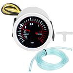 Car Turbo Boost Gauge, Akozon 2" Car Universal 12V Led Digital Turbo Boost Psi Gauge Meter Includes Pvc Hose & T-Fitting Black Dial Boost Gauge