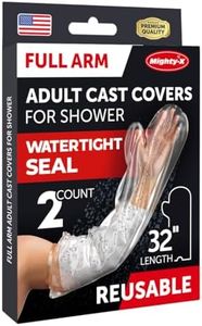 100% Waterproof Cast Covers for Shower Arm Adult - Tight Seal - 2pk Reusable Cast Protectors - Full Arm Bag Sleeves - Strong and Durable