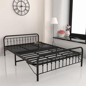 Honey Touch Nova Folding Double Bed Without Mattress | No Assembly Required | Foldable Bed for Sleeping/Guests/Rented Apartments/Bedroom(4x6.25ft, Black)