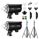 Godox 2Pack DP800III Speedlite Studio Flash Strobe Monolight Bowens Mount Kit for Studio Photography Shooting,Portrait or Video Location with Light Stand,Softbox,Umbrella,Barn Door Kit...