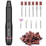 HALMAI Electric Nail Drill,USB Electric Nail Drill Machine for Acrylic Nail Kit,Portable Electric Nail File Polishing Tool Manicure Pedicure Kit Efile Nail Supplies for Home Salon (Black)