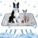 Hotumn Dog Cooling Mat with Free Bandana,Summer Cooling Pad for Small Medium Dogs, Machine Washable for Indoor Use on Beds, Sofas, and in Cars (Grey Shark, Large)