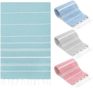 SUN NINJA Turkish cotton beach towel - Light Blue