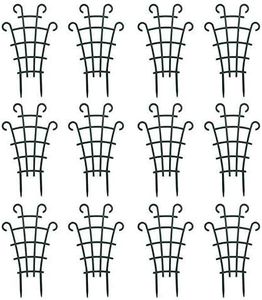 UWIOFF 12 Pack Trellis for Potted Plants, Garden Trellis for Climbing Plants Plastic Mini Climbing Plant Trellis Flower Pots Support Stackable Trellis for Climbing Plants Peas, Dark Green