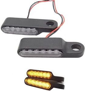 ANKIA 2PCS 12V Universal Motorcycle Mini Flowing LED Turn Signal Indicator Blinker Light Brake Clutch Lever Flasher For Harley Honda Suzuki Kawasaki Yamaha Cafe Racer Cruiser ATV Motocr (Black-2)