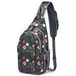 G4Free Sling Bag RFID Blocking Sling Backpack Crossbody Chest Bag Daypack for Hiking Travel(Black Floral)