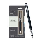 Parker Vector Standard Fountain Pen| Black Body Color With 1 Ink Cartridge | Unique Gifts For Employees | Ideal For Corporate Use