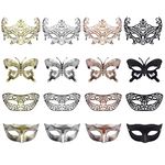 FEQO 16 Pieces Vintage Antique Masks Venetian Masks Masquerade Masks for Costumes Holloween Cosplay Party Ball