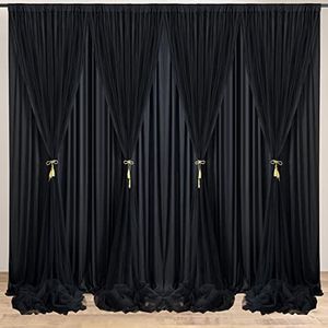 HBBMAGIC Tenda nero dello sfondo del tulle di 6m×3m,Tulle fuffly Tende per sfondi nuziali Per Party Compleanno Baby Shower Doccia Sposa