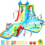 APODESS 20Ftx14Ft Inflatable Water Slide Bounce House Big Water Slides for Kids with Extra Long Slide Climbing Wall Pool Water Cannon Basketball 680W Blower for Indoor Outdoor Backyard Party