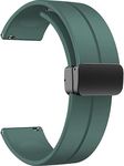 TECHONTO 22MM Silicone Strap with Folding Magnetic Lock Compatible with Samsung Galaxy Watch 3 45mm/ Galaxy Watch 46mm/Gear S3 Classic/Frontier Compatible All 22MM Watches(Only Strap)-Olive Green