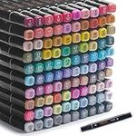 100 Colors Alcohol Markers Dual Tips Permanent Art Markers Pen for Kids & Adult, Alcohol-Based Highlighter Pen Sketch Markers for Painting, Coloring, Sketching and Drawing.（BLACK)