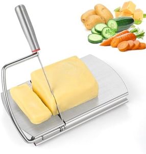 DGLOZE Cheese Slicer Cutter, Stainless Steel Cheese Cutter Board with Blade for Block Cheese, Vegetables, Butter, Sausages, Bread