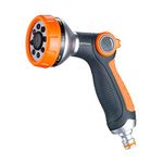 GRIFEMA GE1303 Garden Hose Pipe Spray Gun, 8 Adjustable Patterns Nozzles, High Pressure Garden Sprayer For Lawn & Garden Watering Equipment, Orange/Black