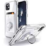 SHIELDS UP Designed for iPhone 13 Case, Wallet Minimalist Case with Ring Kickstand and Card Holder, Transparent Slim Shockproof TPU Bumper Cover for iPhone 13 6.1 inch- Clear