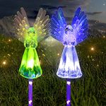 XRR Solar Garden Lights, Solar Angel Lights Color Changing Solar Garden Decorative Lights Outdoor Solar Garden Stake Lights for Cemetery Grave Yard Patio Decoration Memorial Gifts