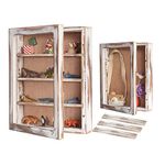 Large Shadow Box with Shelves,11x14 Shadow Boxes Frame with Adjustable Shelves,Deep Memory Box Display Case with Movable Shelf for Keepsake Coins Pictures Flowers Wedding Baby Military(White)