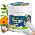 Dog Teeth Cleaning Wipes, Dog Dental Finger Wipes for Dog & Cats, Dog Dental Care Wipes Reduces Plaque & Freshens Breath, Disposable Dog Finger Toothbrush Gentle Pet Dental Wipes, 60 Counts