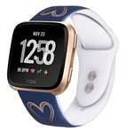 Seorsok Band Compatible with Fitbit Versa Band/Fitbit Versa 2 Band, Soft Silicone Gold Heart Pattern Printed Sport Band for Fitbit Versa 2/Fitbit Versa/Fitbit Versa Lite Watch Band Blue, Women Men