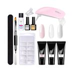 Poly Nail Gel Extension Kit for Builder Gel UV Nail Art Kit Nail Extension Set (11 Pcs Set) ((Pink, Clear, White))