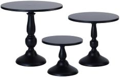 Set of 3 Black Cake Stands, QENUIITEA Metal Round Cake Holder Dessert Pie Pizza Display Stand 8" 10" 12" Serving Tray Halloween Decoration for Wedding Celebration Party Birthday Baby Shower