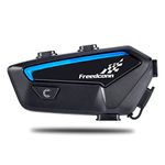 FreedConn Intercom FX Motorcycle Bluetooth Headset - 10 Riders Group Intercom Motorbike Communication System with Ultra-Thin Body Universal Pairing/Music Sharing/IP67 Waterproof/Black/1 Pack