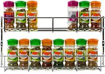 andrew james Spice Rack for Inside Cupboard Door, Wall Mounted Herb Rack, No Construction Needed, Metal Spice Organiser Storage Shelf for Back of Door, Fixings (2 Tier)