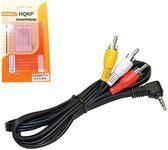 HQRP AV Audio Video Cable/Cord 3.5mm to 3 RCA Compatible with Canon JVC Panasonic PV-DV51 PV-DV52 PV-DV52D PV-DV52DS PV-DV52S PV-DV600 PV-DV100 PV-DV101 PV-DV102 PV-DV103 Camcorder, 56-inch