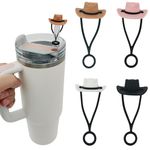 4 Pack Silicone Cowboy Hat Straw Covers Cap Compatible with Stanley Cup 30 40 oz, Cute Tumbler Accessories,Dust-Proof Straw Caps for Tumblers and Water Bottles