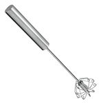 Metaltex 13.29.30 Push-Action Rotating Stainless Steel Whisk, 35 cm, Steel, Silver