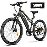 TESGO 27.5’’ Off-Road Electric Mountain Bike Rear Shock Absorber E Bikes for Adults 9-Speed Shimano - 750W Peak Power Electric Bikes for Adults 5-PAS, 48V 18AH Ebike ￠160mm*2.8T Hydraulic Brakes