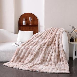 UKELER Luxury Bubble Faux Fur Blanket Queen Size, 750 GSM Double Sided Fuzzy Thick Bed Blankets for Living Room, Bedroom, Hotel, Super Cozy Plush Fluffy Decorative Gift Blanket for All Seasons, Camel