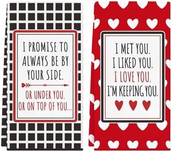 Valentine's Day Gifts for Women Men Couple, 2 Pack Funny Kitchen Towels for Couples, Novelty Bathroom Hand Towels, Anniversary Birthday Gifts for Boyfriend Girlfriend Husband Wife Him Her (Promise)