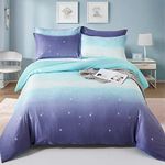 Galaxy Duvet Cover Blue and Purple Bedding Set Gradient Duvet Cover Pillowcases with Zipper Closure for Kids Girls Teens Adults (Double Size 200x200cm)