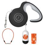 Petsuper 5M Auto-Brake Retractable Dog Lead with Chew-Proof Steel Cable, 360° Tangle-Free, Shock Absorbing, Built-in Poop Bag Dispenser, Ergonomic Comfort Grip Handle for Medium Large Dogs Up to 60KG