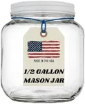 Half Gallon Glass Large Mason Jar Wide Mouth with Airtight Metal Lid - 1/2 Gallon (64oz) Capacity - Pickling, Storing and Canning- BPA-Free Dishwasher Safe- By Kitchentoolz - Made in USA