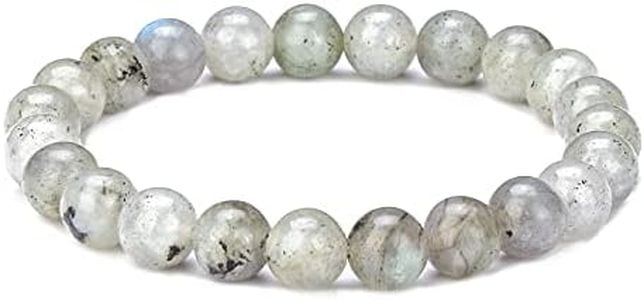 Lava Rock Bracelet for Women Men Adjustable Crystal Beaded Anxiety Essential Oil Diffuser Bracelet (Grey Flash)