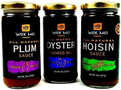 Wok Mei Variety Set of 3 - Oyster, Hoisin and Plum Sauce - 8oz Jars Frustration Free Packaging