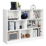 COSTWAY Wooden Cube Bookcase, 3 Tier Open Storage Shelving Unit with 8 Compartments, Freestanding Display Bookshelf for Living Room, Kids Playroom and Study (White)