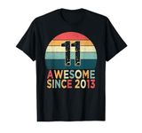 11th Birthday Vintage Retro 11 Years Old Awesome Since 2013 T-Shirt