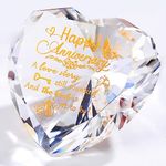 Wedding Anniversary Heart Gifts for Her Him, Happy Anniversary Presents for Women Wife Crystal Heart Diamond Paperweights Ornaments, Anniversary Romantic Gifts for Couples Girlfriend Parents