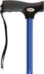 Carex Soft Grip Walking Cane - Height Adjustable Cane With Wrist Strap - Latex Free Soft Cushion Handle, Metallic Blue