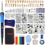 112PCS Calegency Wood Burning Kit-Wood Burning Tool Set with Digital LCD Display Pyrography Pen Adjustable Temperature and Embossing/Carving/Soldering/Engraving Tips for Wooden Art Crafts