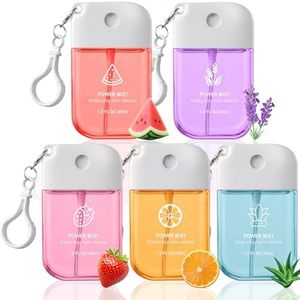Soffiya Hand Sanitizer Spray Travel-Size - 5 Pack No-Rinse Spray Hand Sanitizers with Hook Hydrating Portable Hand Sanitizer Travel Spray for Parks, Beaches, Airplanes, 5 Scents