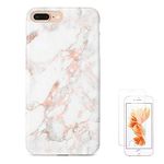 iPhone 8 Plus Case iPhone 7 Plus Case (5.5") uCOLOR Rose Gold Marble Ultra Slim Hard Shell Soft TPU Dual Layer Protective Case for iPhone 7 Plus/8 Plus with Slim Tempered Glass Screen Protector