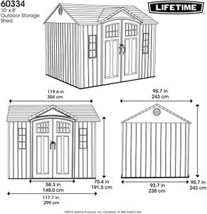 Lifetime Outdoor Storage Shed 3m x 2.4m – Weatherproof Garden Shed